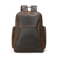 Vintage Brown Full Grain Leather 17 Inches Laptop Backpack for Men